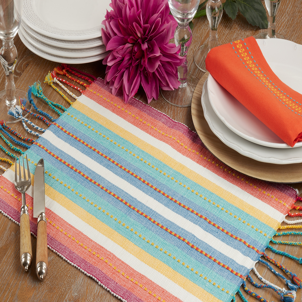 2620 - Colorful Striped Dobby 13"x19" Cotton Placemat