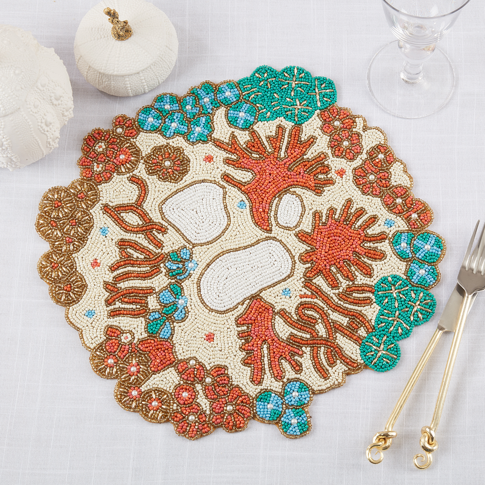 1817 - Coral Reef Beaded 15" Round Placemat