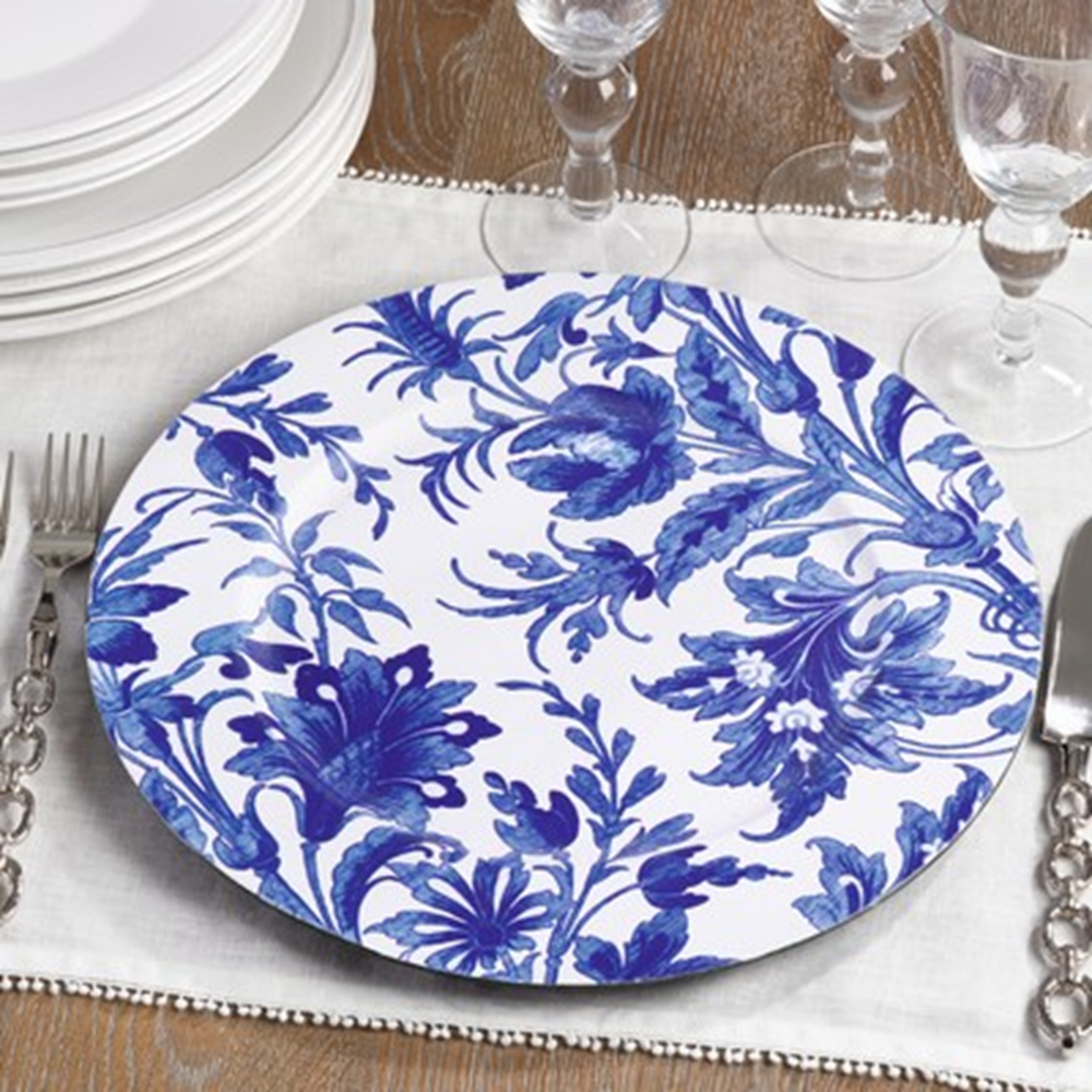 CH016 - Blue Floral Print 14" Round Charger Plate