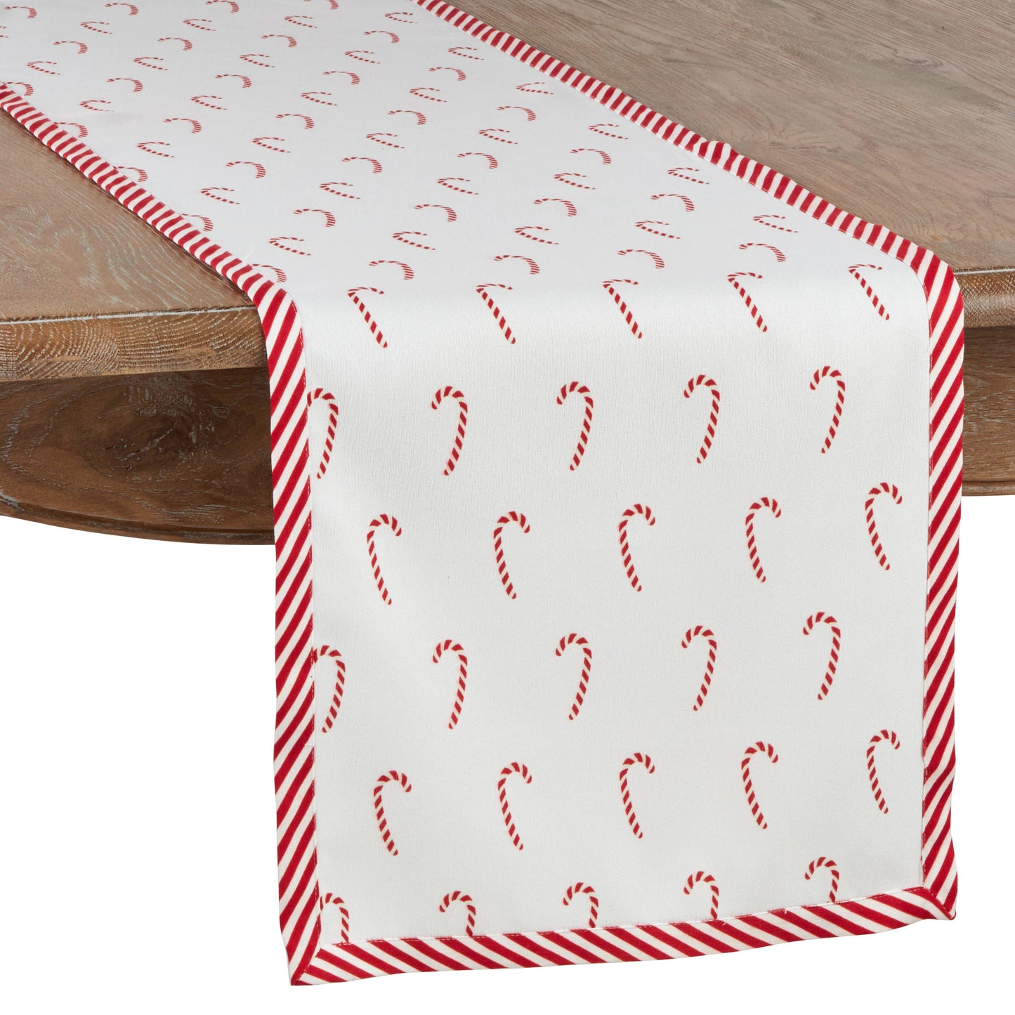 2198 - Red Candy Cane White Holiday Table Runner