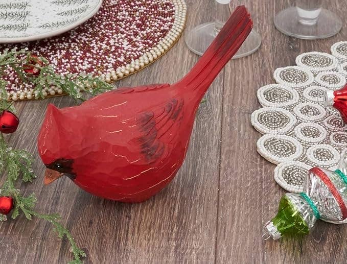 XD336 - 5.5" H Red Resin Perched Cardinal Sculpture Figurine