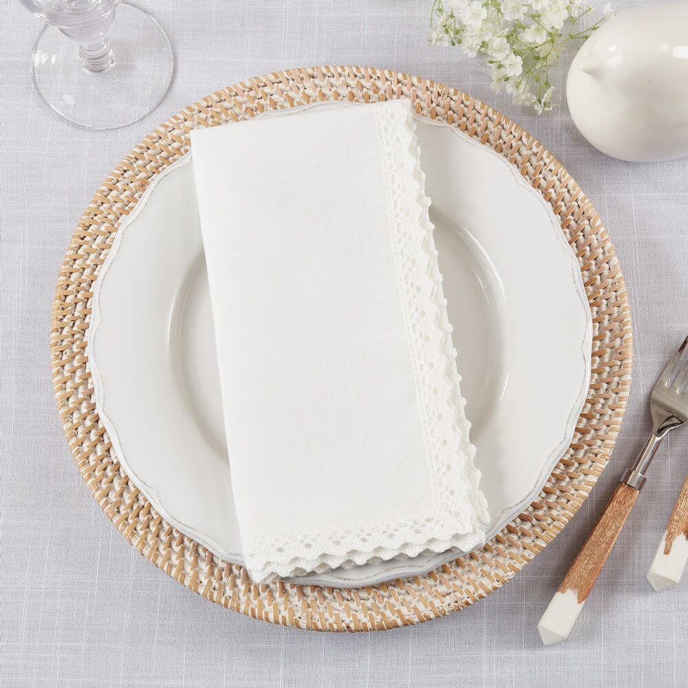 8422 - White Lace Border 20" Cloth Napkin