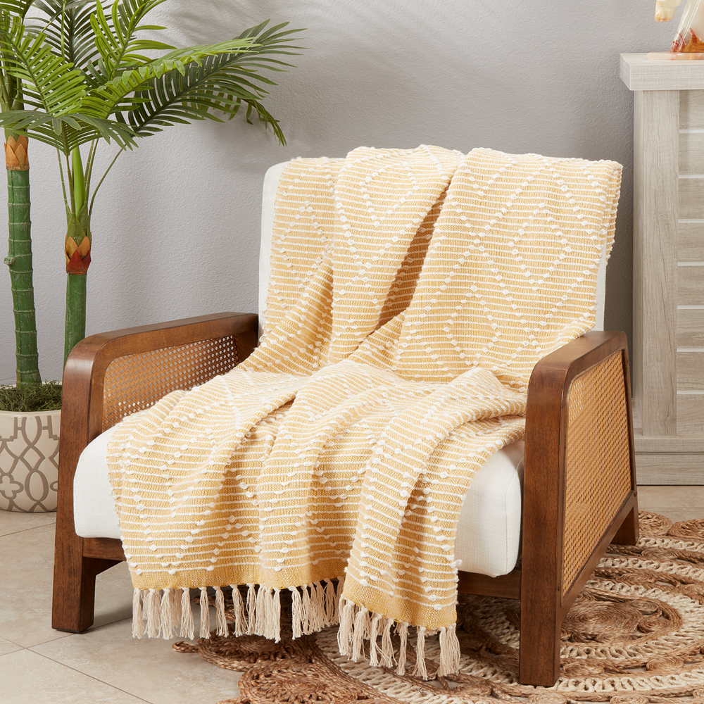 TH015 - Yellow Diamond Woven 50x60 Throw Blanket