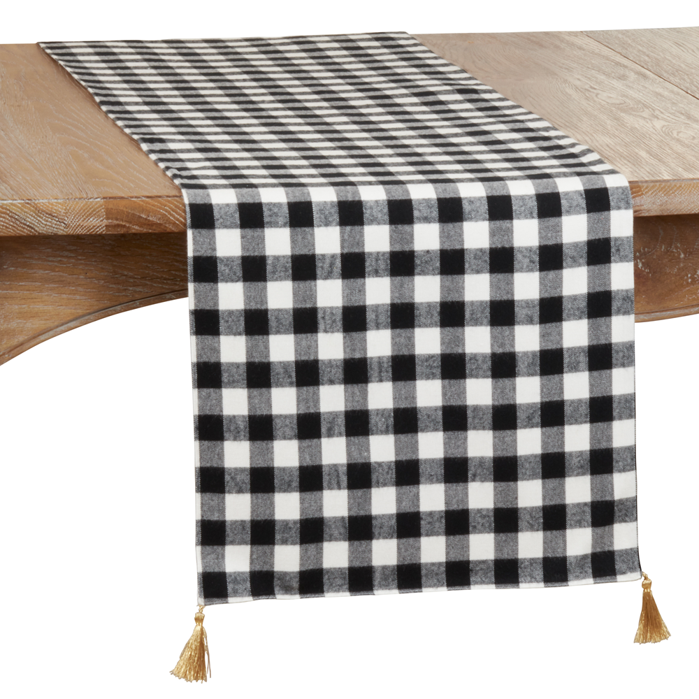 1329 - Black-White Buffalo Plaid Cotton Blend Table Runner