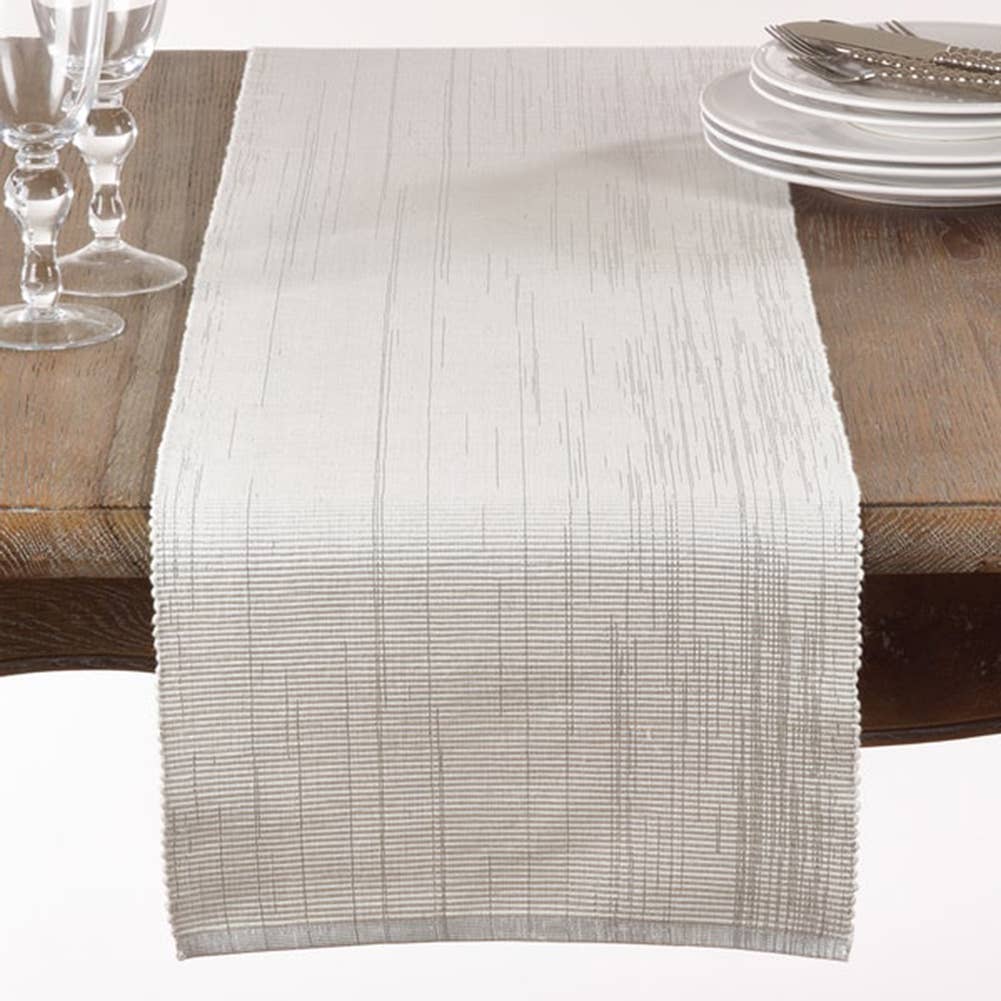 119 - Shimmering Ribbed White Cotton Table Runner
