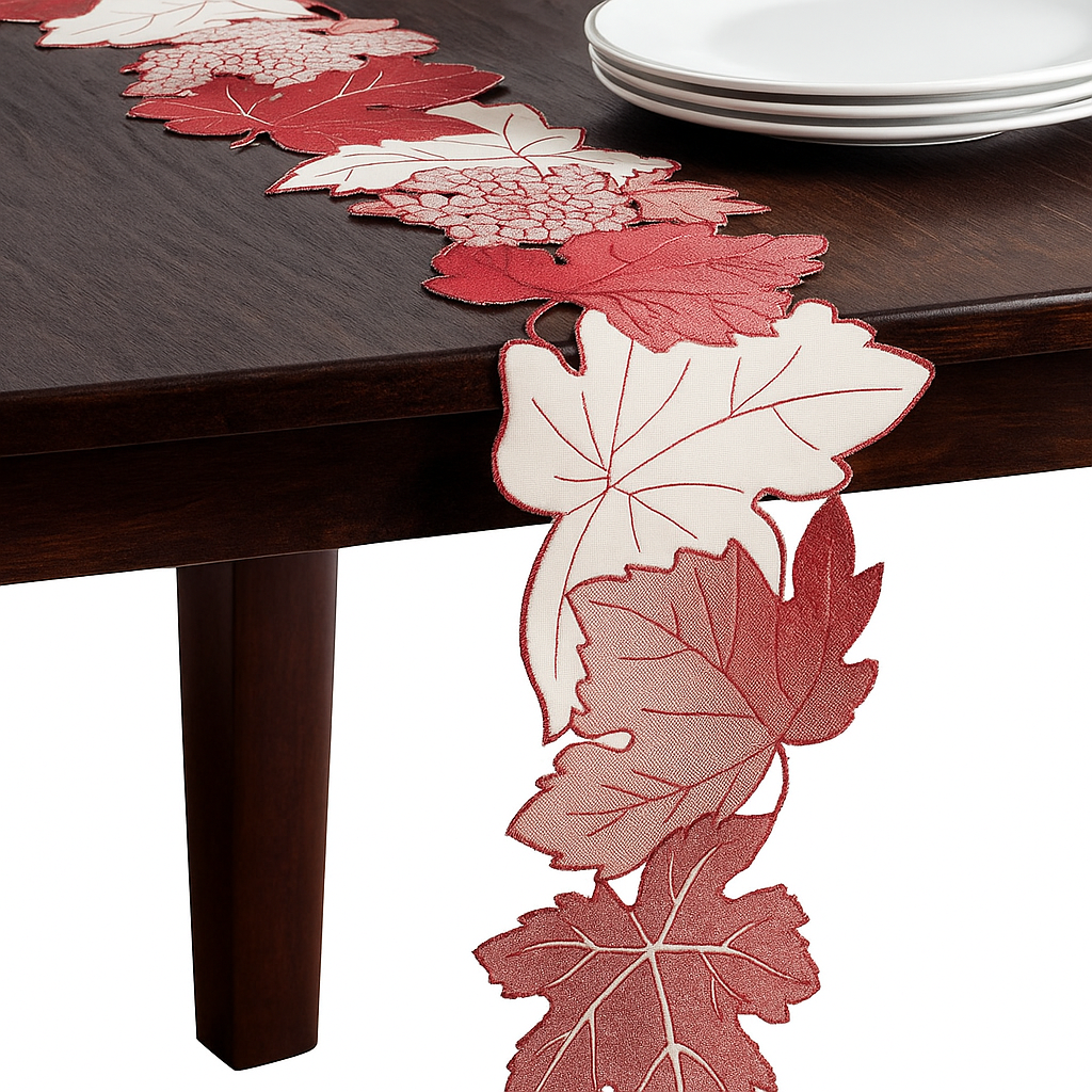 0912 - Autumn Leaf Embroidered Table Runner – 8" x 72"