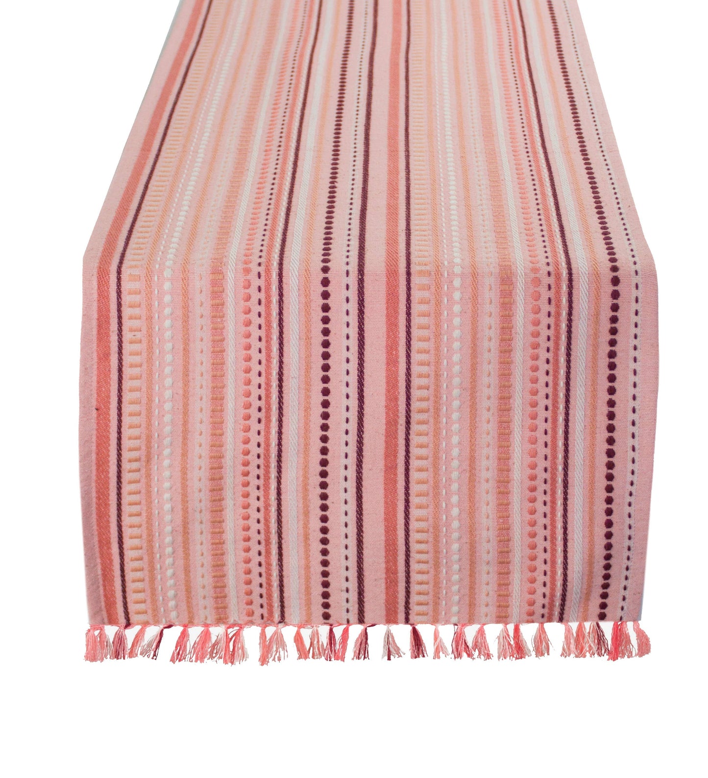9745 - Salmon Stitched Line Cotton 13x72 Inch Table Runner