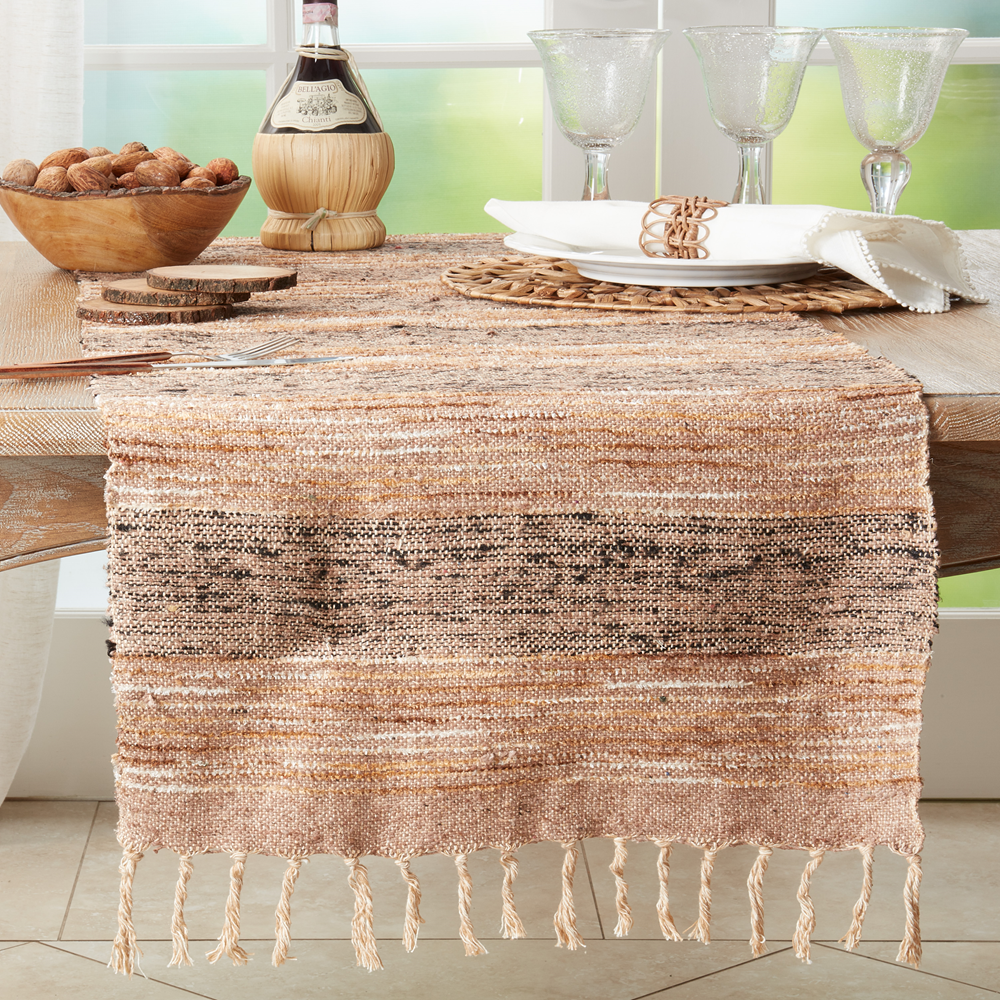3215 - Brown Stripe 16"X72" Cotton Table Runner