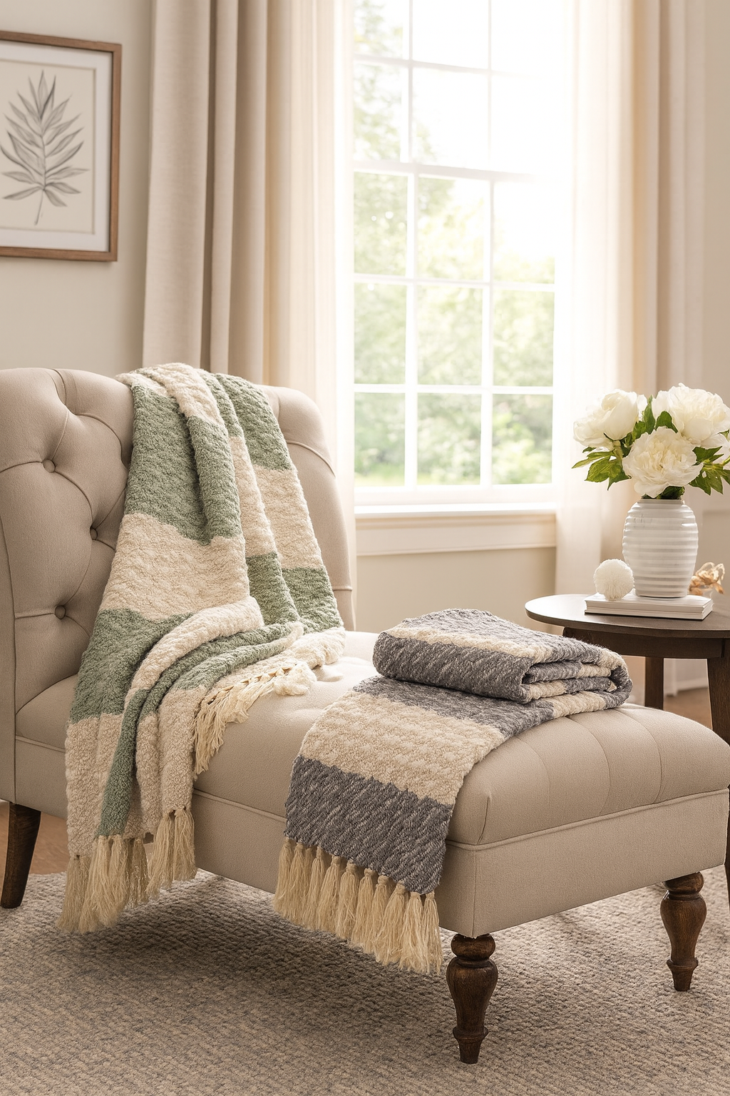 518 - Beaded Snowflake Burlap Christmas Tree Skirt