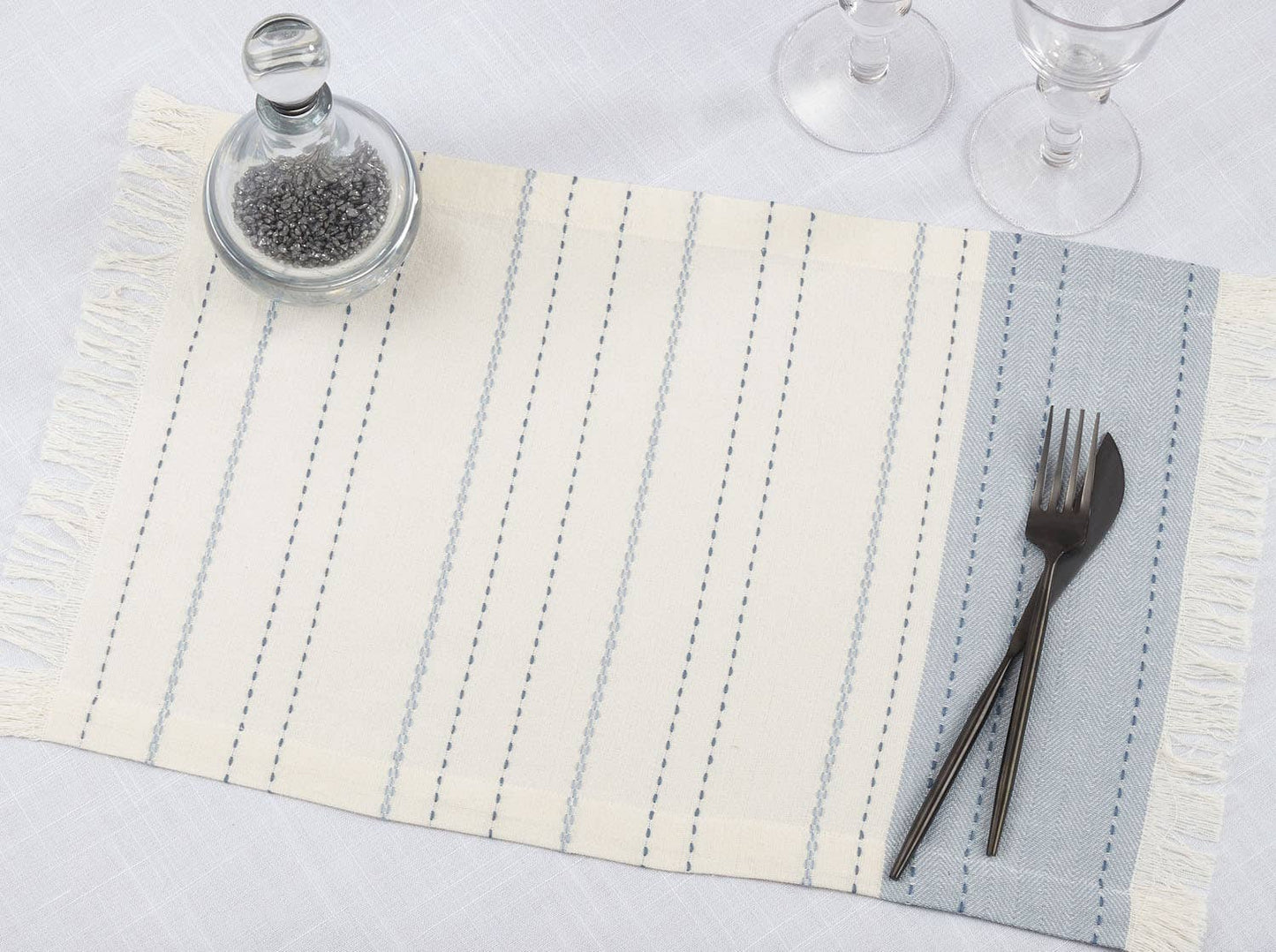 103 - Striped Dobby 13X19 Inch Cotton Placemat