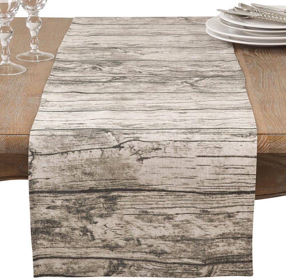 426 - Brown Wood Grain Cotton Table Runner