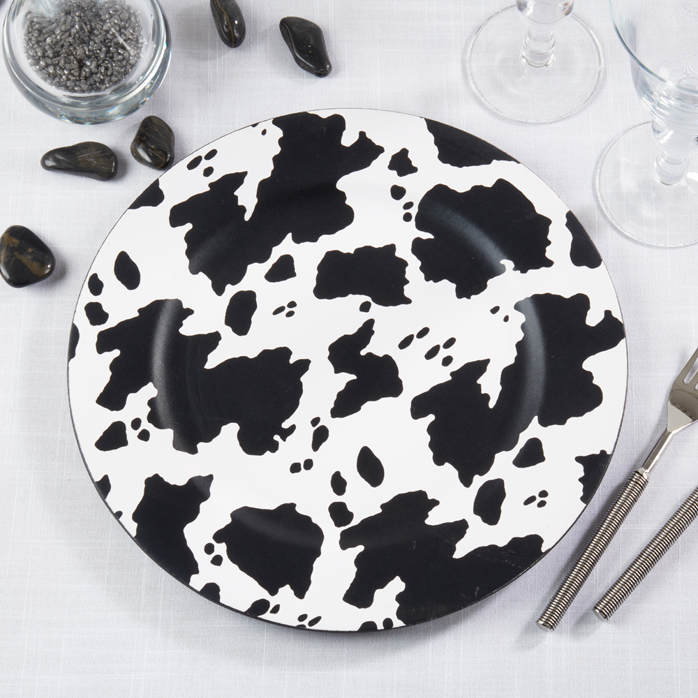 CH705 - Black and White Cow Print Charger Plate