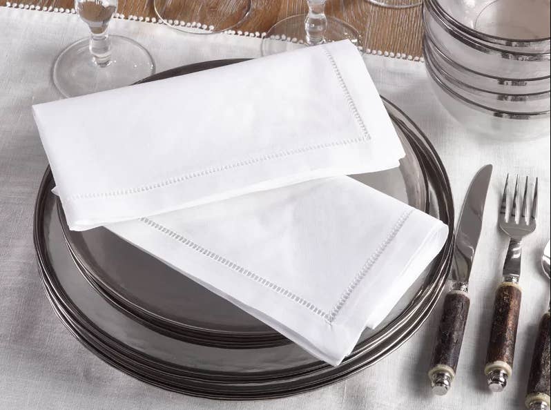 7300 - White Hemstitch 18" Cloth Dinner Napkin