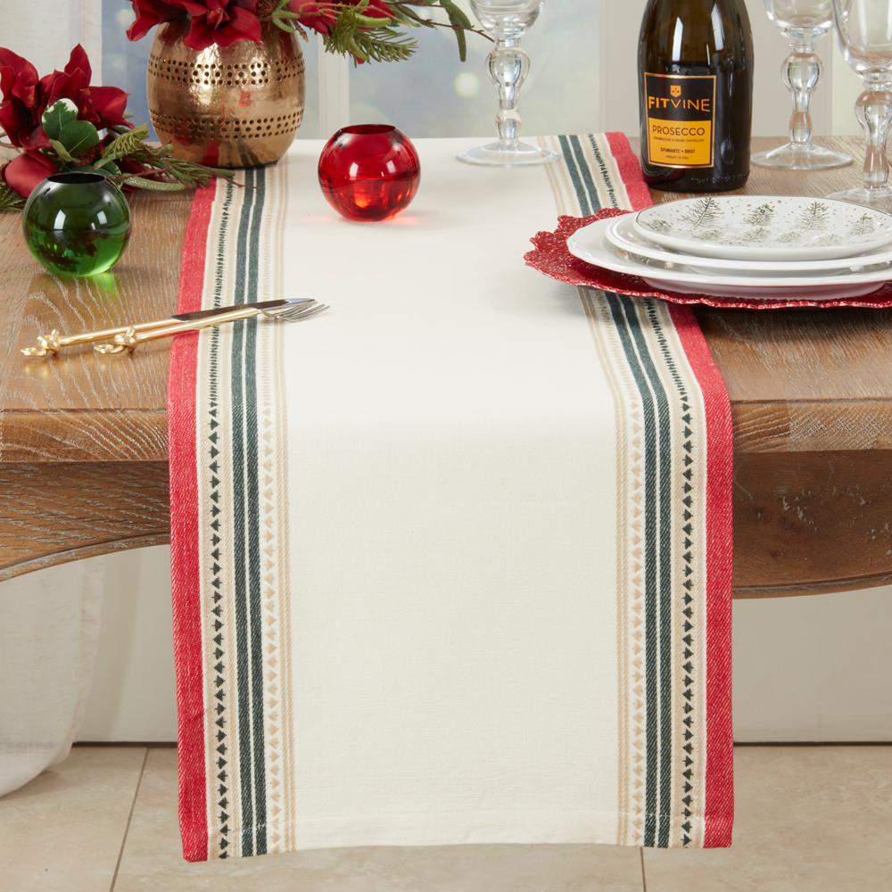 5501 - Dobby Christmas Trees Table Runner - 13"W x 72"L