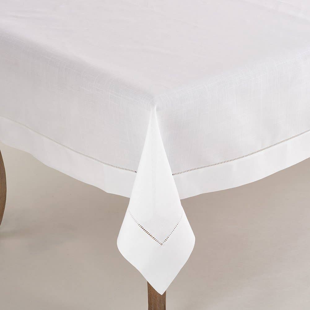6300 - White Classic Hemstitched Tablecloth