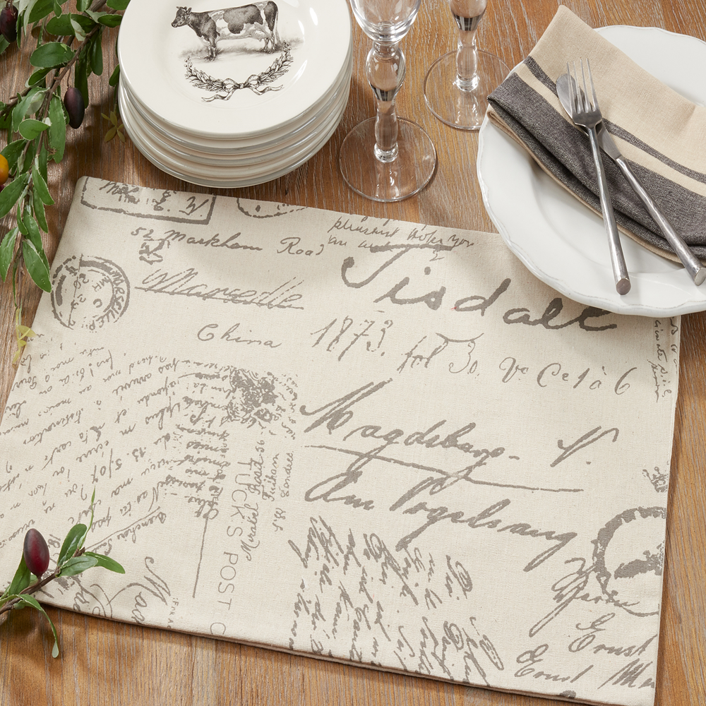 0044 - Script Print Natural 14x20 Inch Placemat