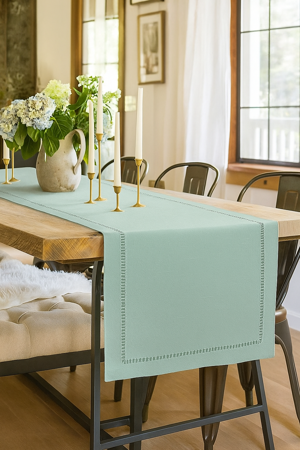 7300 - Valspar Icy Blue Hemstitch Table Runner