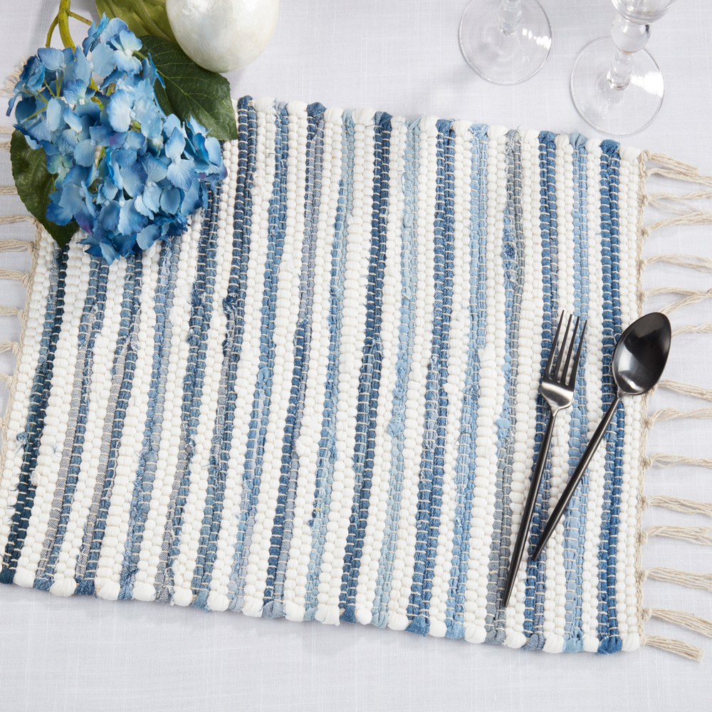 4873 - Denim Boho Chindi Woven Cotton 14"x20" Placemat