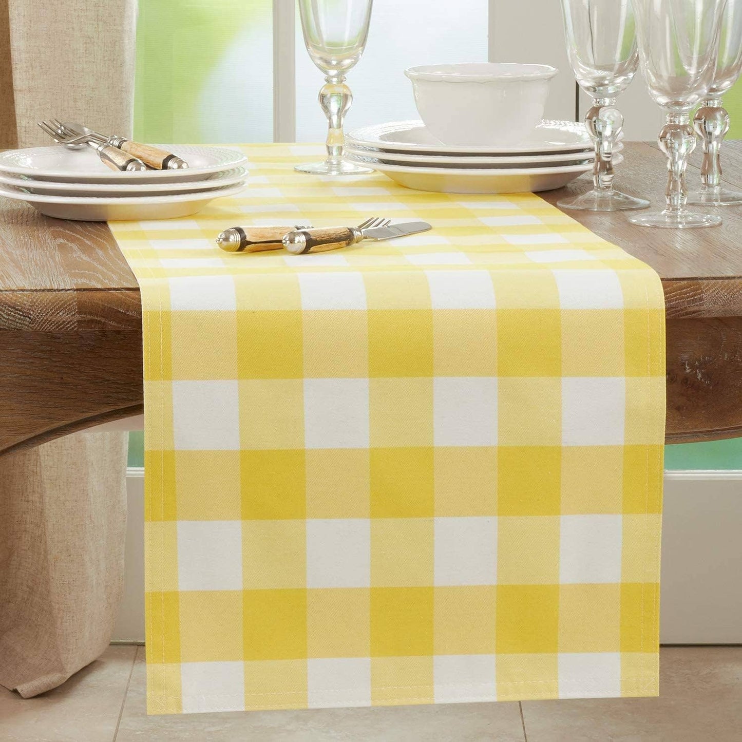 TBL0052 - Yellow-White Classic Buffalo Check Table Runner
