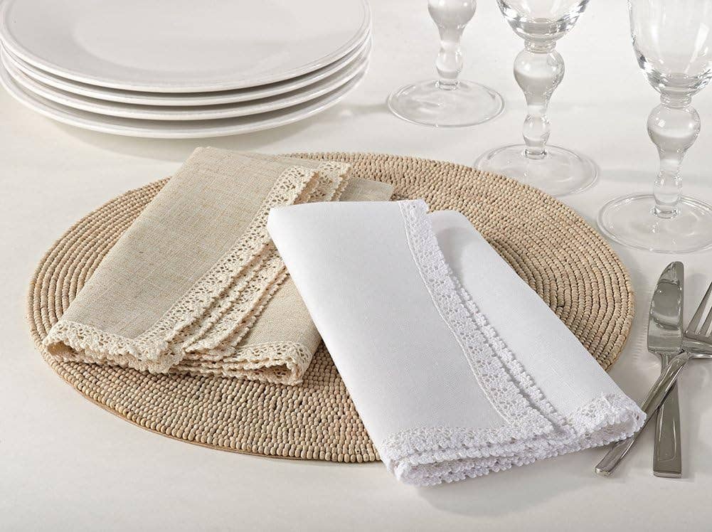 4100 - White Cotton Napkin with Lace Trim – 20" x 20"