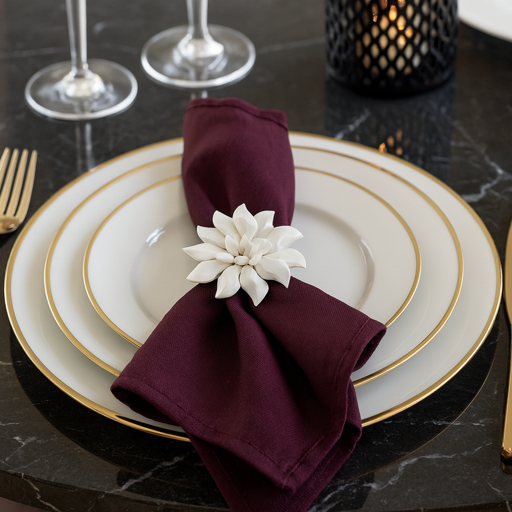 NR0057 - White Flower Design Napkin Ring