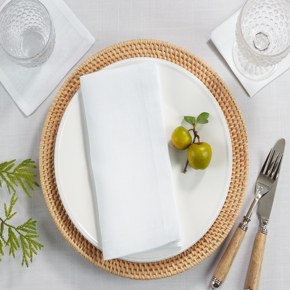5099 - White Plain 100% Linen Tea Napkin