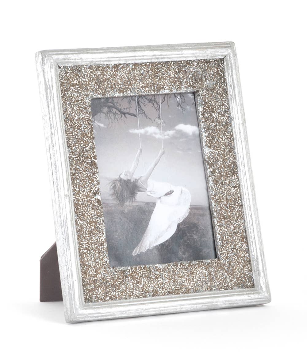 PF511 - Silver Seed Bead Photo Frame - 5"x7"