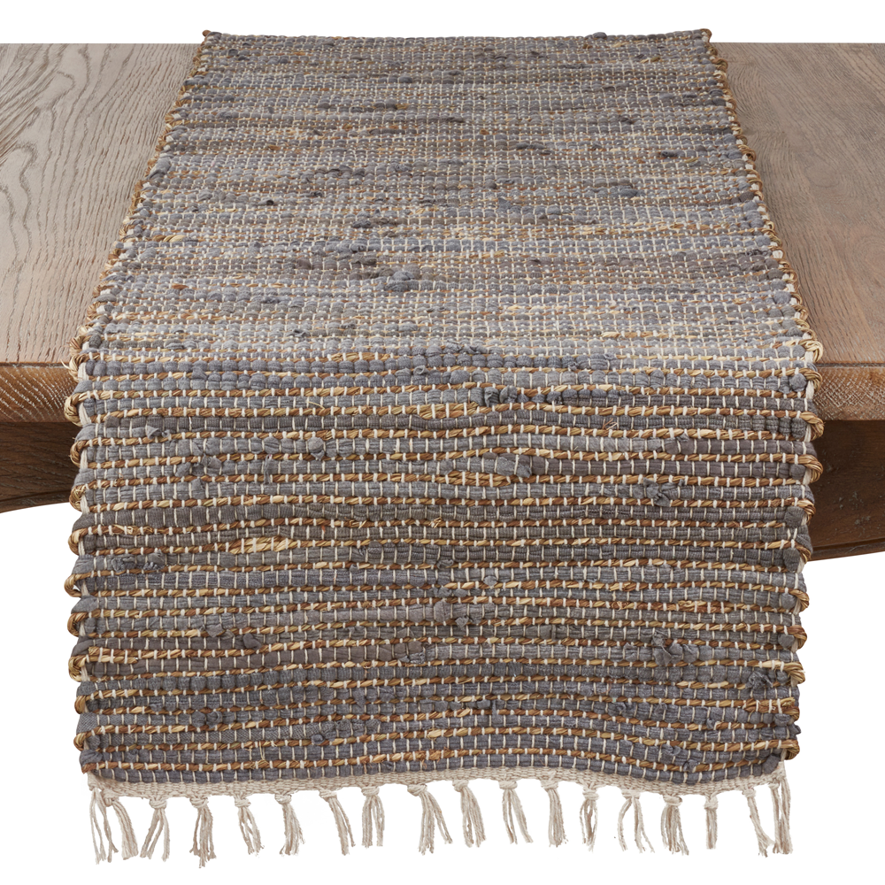 2891 - Blue-Grey Chindi Jute-Cotton Table Runner