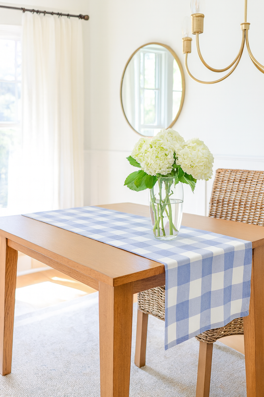 TBL0027 - Blue-White Buffalo Plaid Thin Soft Table Runner