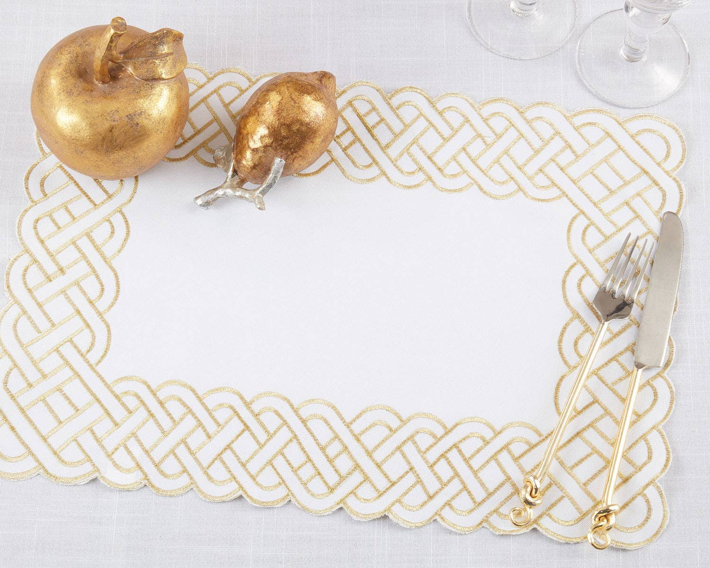 1729 - Gold Braid Embroidered 14"X20" Placemat