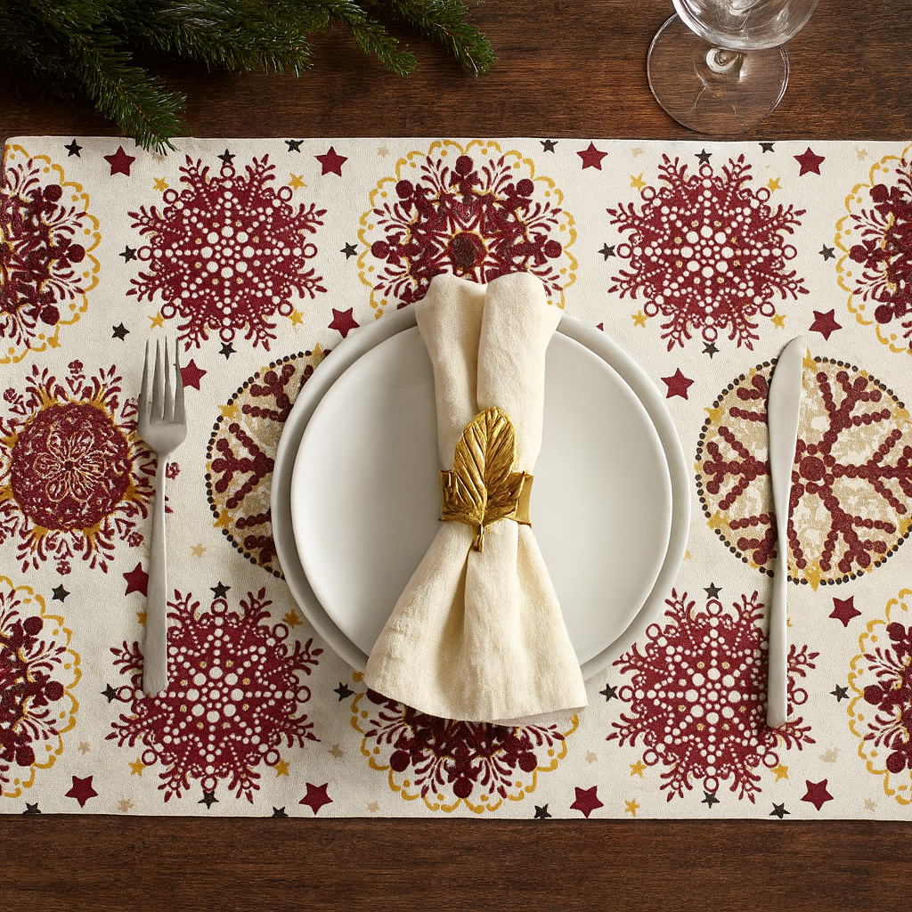 5008 - Red Snowflake Festive 14"x20" Placemat