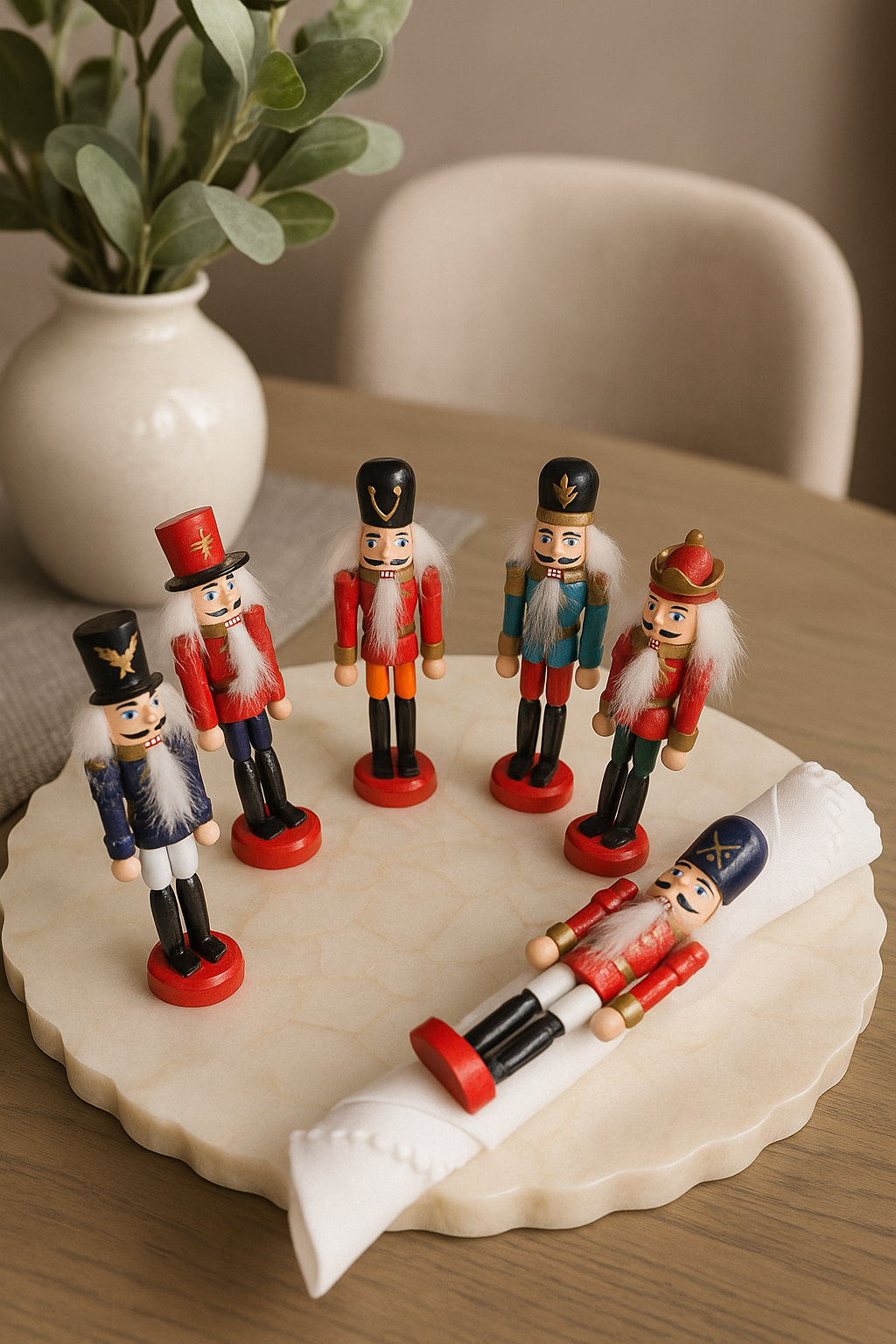 NR0188 - Wooden Nutcracker Holiday Napkin Rings – Set of 6