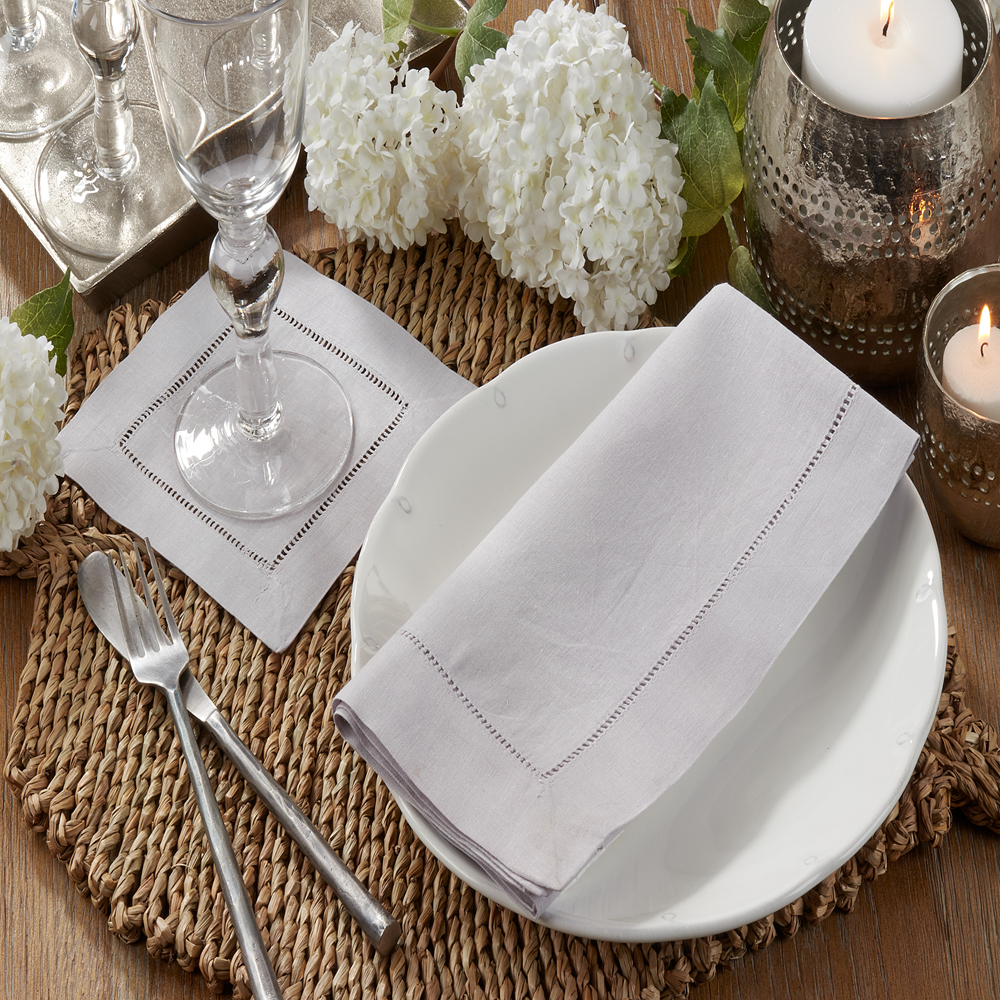 6100 - White Hemstitched Linen-Cotton Cloth Napkin