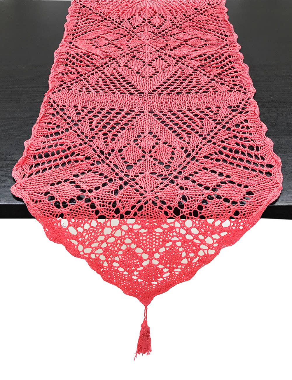 QYZ997 - Coral Hand Crocheted Cotton 16x72 Inch Table Runner