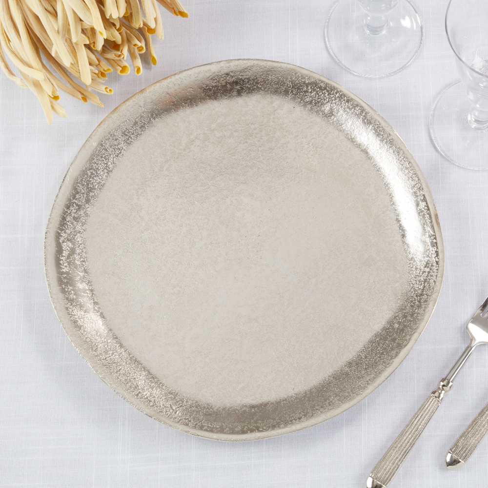 CH497 - Aluminum Organic Silver 13" Round Charger Plate
