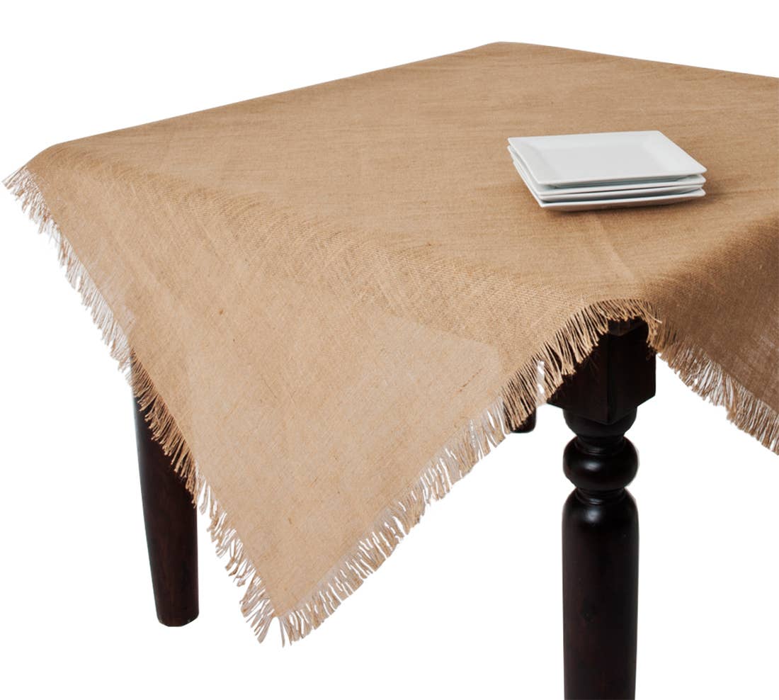 JU209 - Natural Fringed Jute Woven 60" Square Tablecloth