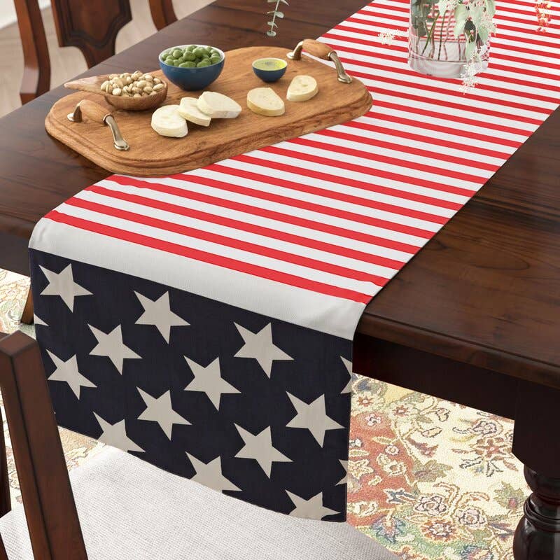 0704 - American Flag Cotton Festive Table Runner