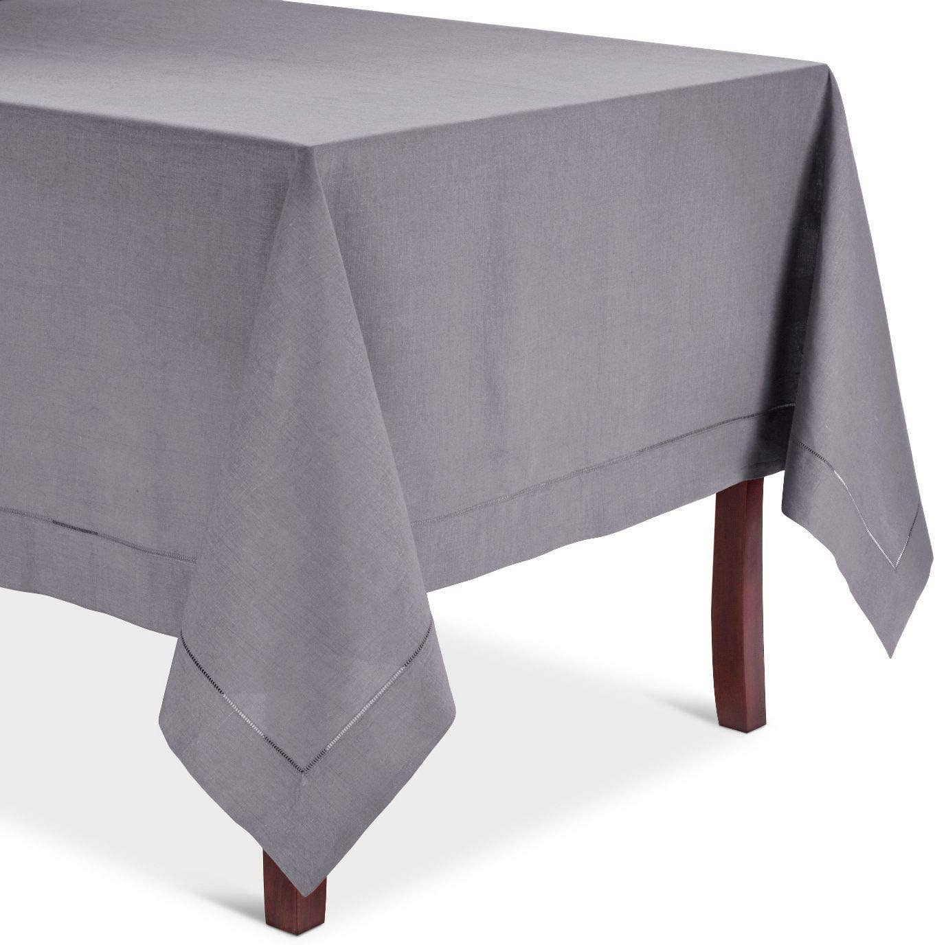 6100C - Slate Basic Hemstitch Linen-Cotton Tablecloth