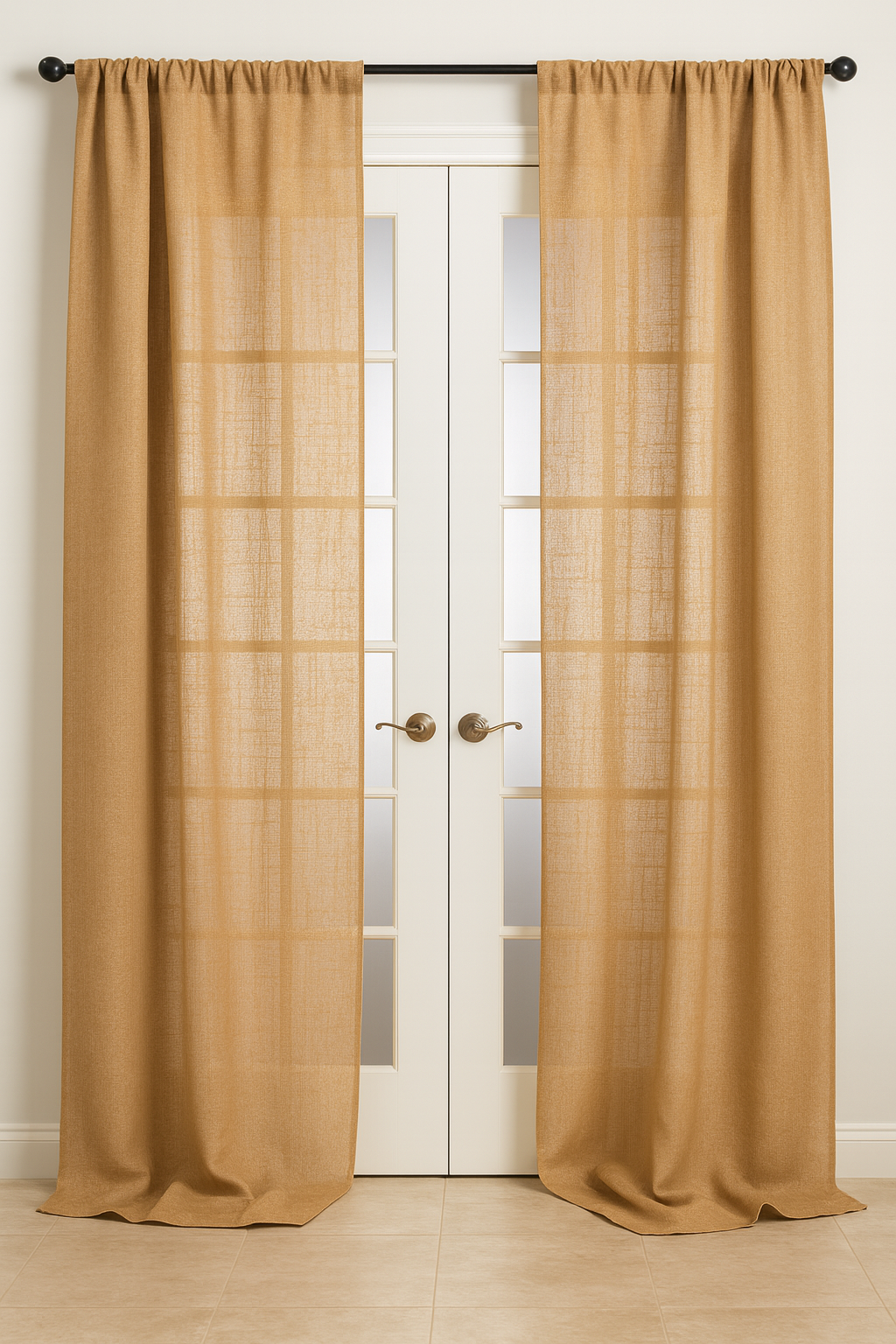 0812 - Natural Open Wave Burlap Unlined Curtain Drape - One Panel
