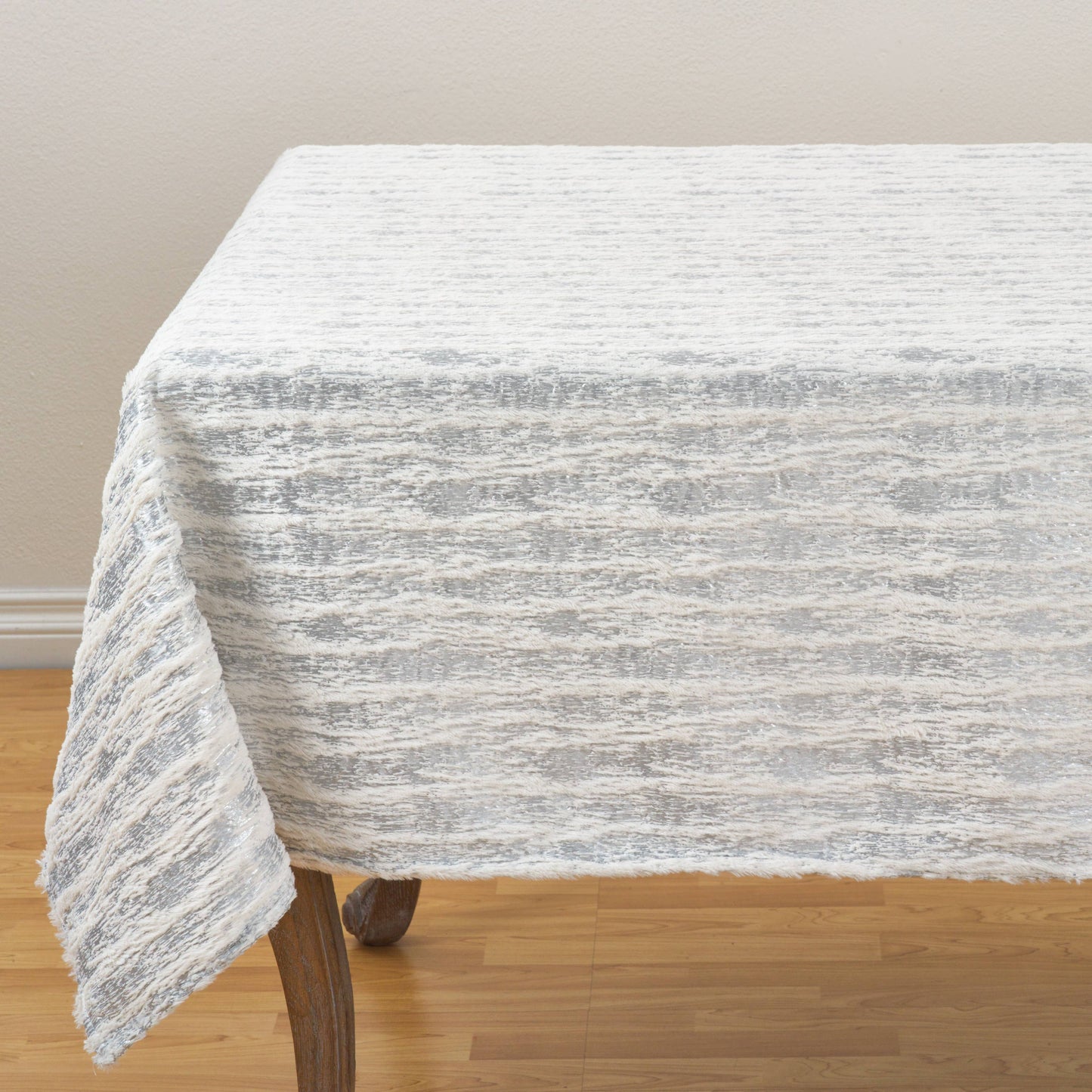 2323 - Silver Foil Print Faux Fur 60" Square Tablecloth