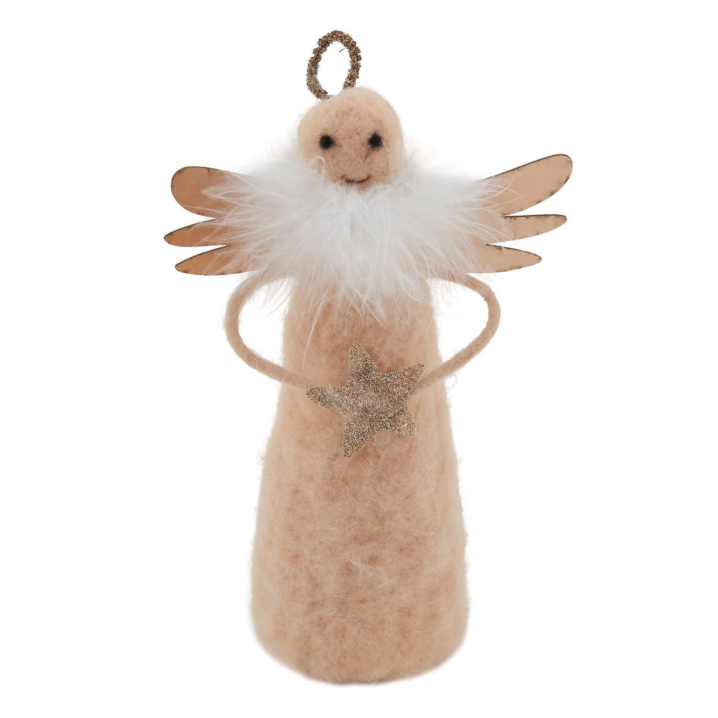 XD162 - Handmade Wool Blend 4" Angel with Star Ornament