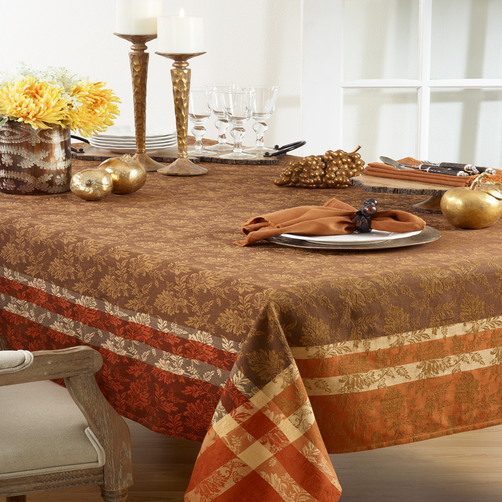 3978 - Terracotta Fall Leaf Cotton 70" Square Tablecloth