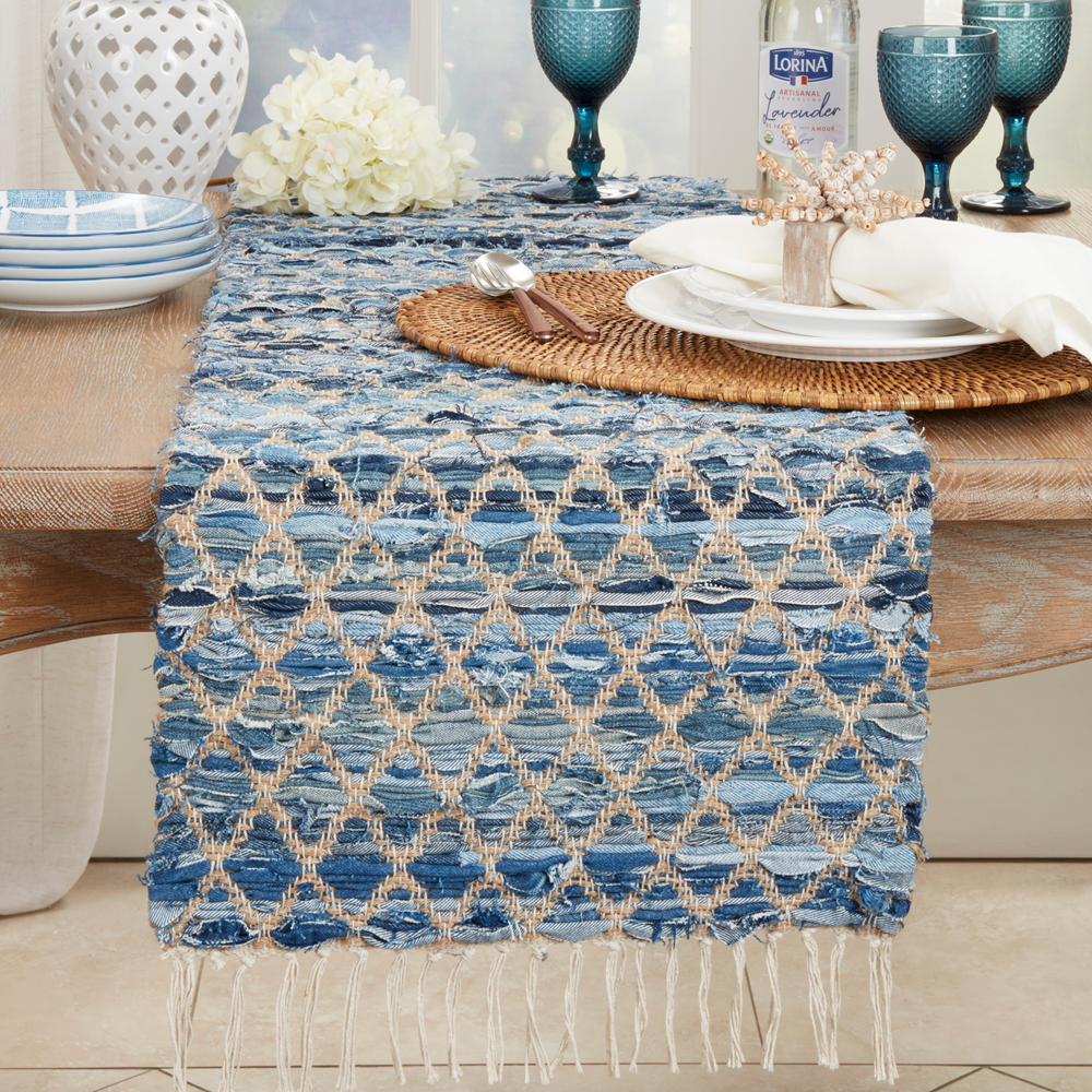 873 - Denim Net Chindi 16"x72" Table Runner