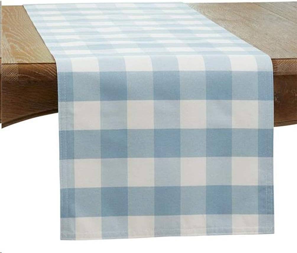 5026 - Blue and White Reversible Cotton Table Runner