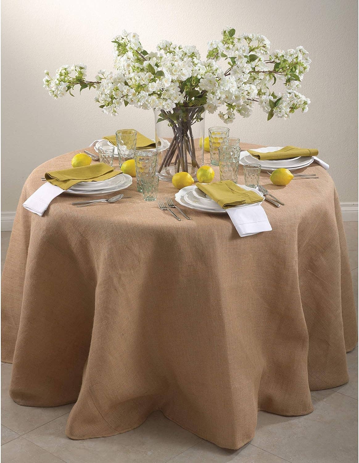 0811 - Natural Passe-Partout Burlap Lined 90" Round Tablecloth