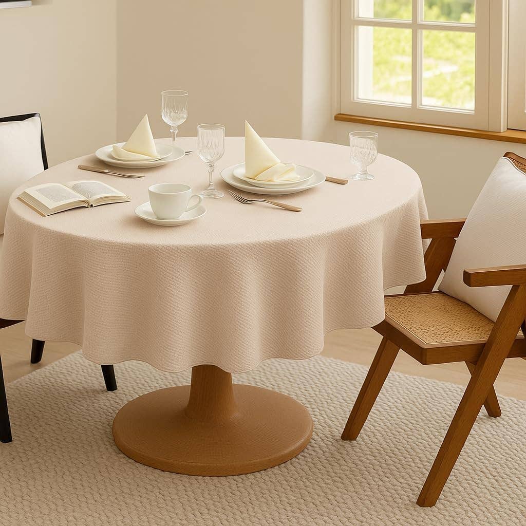 TBL0088 - Natural Waffle Weave Round Tablecloth