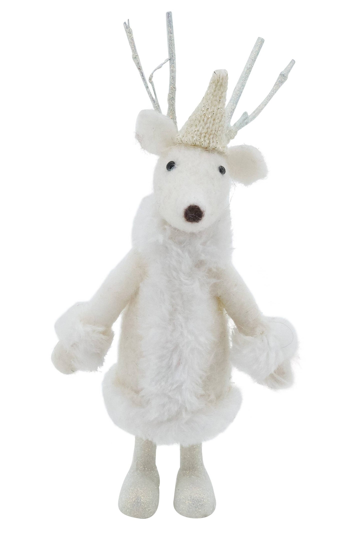 XD113 - White Handcrafted Standing 8.5" Reindeer Figurine
