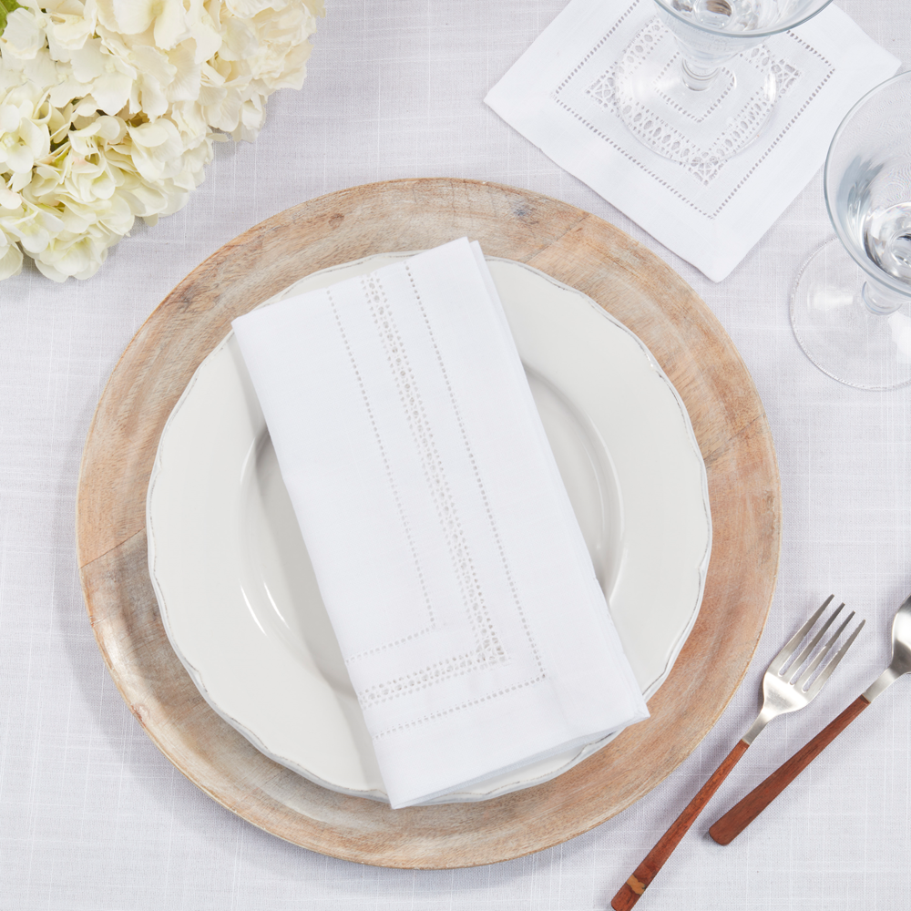 6001 - White Hemstitch White Tea Napkin