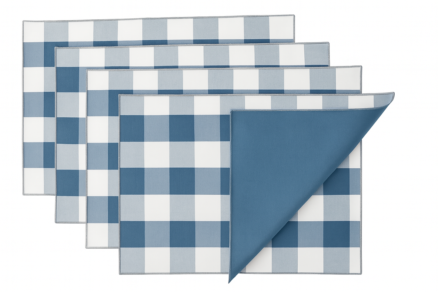 TBL0045 - Indigo Handmade Buffalo Plaid Reversible 14"x20" Placemat