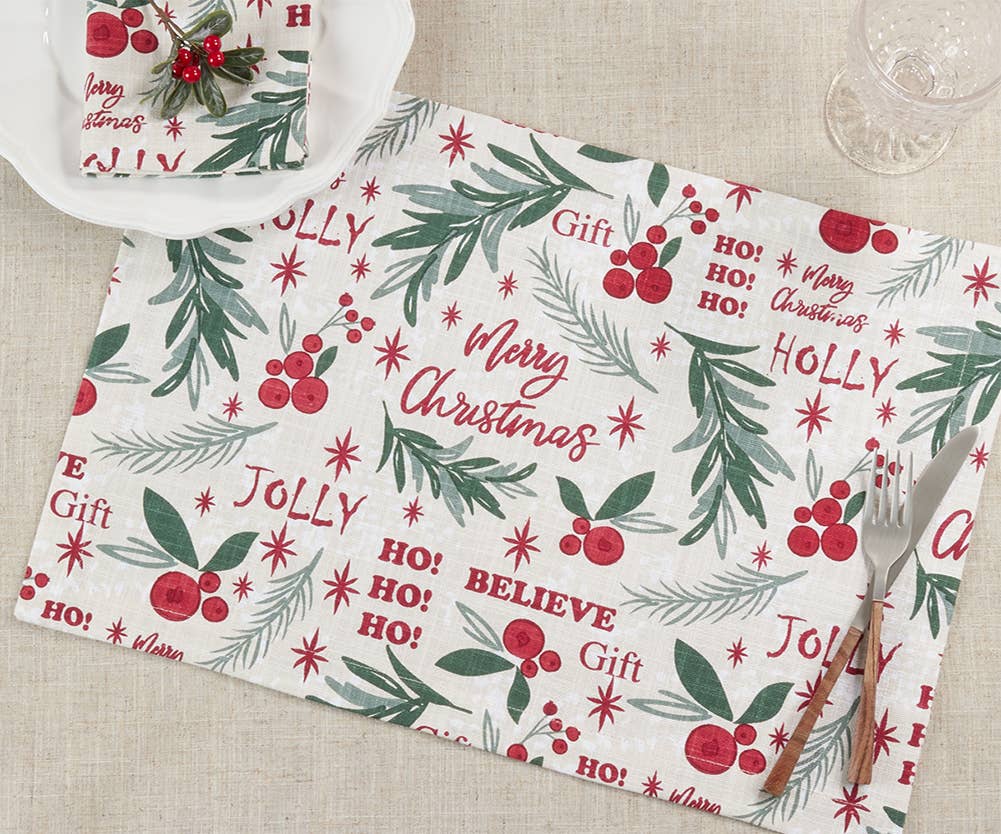 2128 - Holly Christmas Cotton 14x20 Inch Placemat
